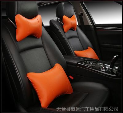 新款皮革汽車頭枕勁枕頭靠腰靠四件套車飾車廠家促銷一件代發車飾
